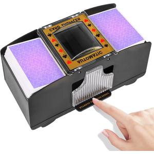 FEIERYA Automatic Card Shuffler 2/1/4/6 Deck,Battery-Operated Electric UNO Poker Shuffler,Playing Card Shuffler for Home Card Game,Travel