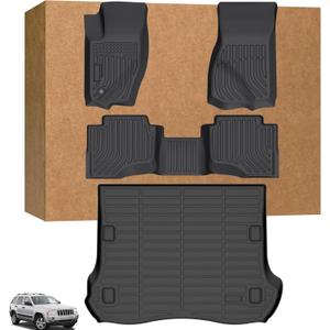 Floor Mats & Cargo Liner for Jeep Grand Cherokee 2005-2010, Grand Cherokee WK Laredo, Limited, Summit All Weather Floor Liners, 2005 Jeep Grand Cherokee Accessories, TPE Duty Waterproof Trunk Liners