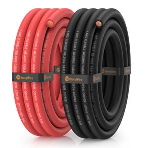 4 Gauge Wire Battery Cable, 4 AWG EPDM Welding Cable with Oxygen-Free Copper, Flexible/High Conductivity for Solar, Automotive, Battery, Inverter, RV, Marine (10 ft Red + 10 ft Black)