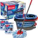 O-Cedar RinseClean Spin Mop & Bucket System | Microfiber Floor Cleaning System | Includes 3 Mop Heads (1 Standard+ 2 Deep Clean Refills) | Machine Washable & Reusable