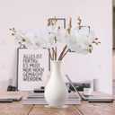 BOMAROLAN Artificial Flowers Faux Butterfly Orchid 4 Pcs Real Touch Double Branch Silk Flowers (No Vase) for Wedding Home Office Party Hotel Yard Decoration Restaurant Patio Festive Furnishing (White)