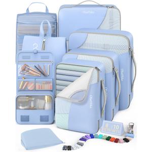 8 Set Packing Cubes for Travel, Gifts for Women Mom,Anti-Tearing Suitcase Organizer for Luggage Carts with Shoe & Hanging Toiletry Bag,OlarHike Vacation Essentials & Accessories for Cruise Ship