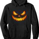 Scary Spooky Jack O Lantern Face Pumpkin Costume Halloween Pullover Hoodie, L