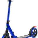 Folding Kick Scooter for Adults and Kids – Boys and Girls Freestyle Scooter with Big Wheels, 1-Kick Open Mechanism, Anti-Slip Rubber Deck and LED Light – Folding Grips Handlebar Adjusts to 3 Heights