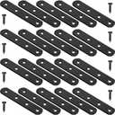 8 Pack Black Straight Brace Brackets 4 Inch Stainless Steel Flat Mending Plates, Heavy Duty Repair Fixing Joining Brackets for Wood Furniture with Screws