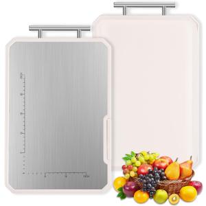 LANGDOVO Titanium Cutting Board,Double-Sided Large Cutting Board for Kitchen, Food Grade chopping board for Meat,Pure Titanium and Wheat Straw PP,Non Toxic,Dishwasher Safe,16.5 * 10.2Inch