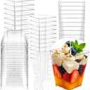 100Pack 5oz Dessert Cups with Lids and Spoons,Plastic Parfait Appetizer Cup,Disposable Plastic Cups, Great for Desserts, Appetizers, Puddings, Mousse