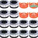 16 Pack Weed Eater String Compatible with Black+Decker, 360ft 0.065" AF-100 Replacement Spool, Autofeed String Trimmer Line Fit for Black+Decker Weed Wacker(12 Spools,4 Spool Caps,4 Springs)