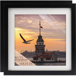 Picture Frames 10x10 Black Nature Solid Wood 2 Pack for Wall Mount and Tabletop Display