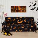 Easy-Going 80X133 inches Halloween Sofa Cover, Jacquard Velvet Oversized Couch Slipcover for 3 Cushion Couch, L Shape Sectional Covers for Dogs, Washable Sofa Blanket, Furniture Protector