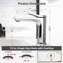 Rbrohant Single Hole Bathroom Faucet, Polished Chrome Single Handle Bathroom Sink Faucets for 1 Hole,Bathroom Vanity Faucet with Pop up Drain, Deck Mount, R2001-PC