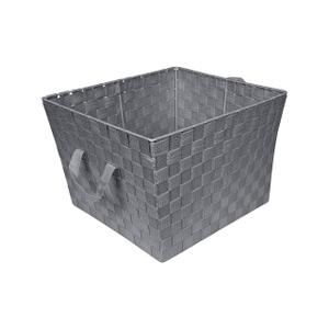 Simplify Large Woven Strap Tote | Decorative Storage Basket | 2 Handles | Organization | Closet | Bedroom | Bathroom | Nursery | Accessories | Toys | Gifts | 1 Pack | Grey