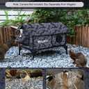 Gable Heated Cat House for Outside Cats in Winter, 100% Waterproof, Escape Door, Elevated, Insulated Outdoor Cat House Shelter with Heater for Feral Cat (Camo Black, 24"x16"x19")