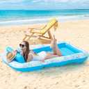 Inflatable Adult Pool Lounger Float - BAIAI Extra Large Beach Sun Tanning Floats Raft Sunbathing Water Lounge Floaties Tub with Drink Holder Blow Up Lake Suntan Floating Swimming Mattress Mat (XXL)