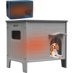 Rockever Insulated Dog House Outdoor Indoor for Small Medium Dogs, Insulated Dog House with Insulated Liner, Plastic Elevated Outdoor Dog House Waterproof Dog Kennel, Clean Easily((M & Liner)