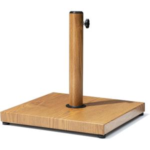 Patio Umbrella Base, 43lbs Outdoor Heavy Duty Square Concrete Stand, Fits 6-12ft Fringe Market Umbrella, Teak Brown