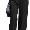 heipeiwa Women's Linen Casual High Waist Wide Leg Straight Dress Cotton Linen Pants Button Trousers, S