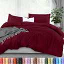 Utopia Bedding Duvet Cover Queen Size - 3 Piece with Zipper Closure - 1 Comforter Cover 90X90 Inches & 2 Pillow Shams 20X26 Inches (Burgundy) Comforter Not Included