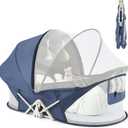 ISELECTOR Portable Baby Bassinet Travel Baby Bed, Baby Cribs Travel Pod for Outdoors Baby Lounger Infant Travel Bed with Mosquito Net and Sunshade Canopy, Lightweight Washable