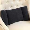 Queekay Fleece Lumbar Support Pillow 3 Section Back Pillow Office Chair for Back Support Comfortable Lumbar Cushion for Car Seat Pain Relief Sofa Rest(Black)