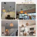 3 Pack Wicker Pendant Light Natural Woven Pendant Light Boho Chandelier Light Fixture Dome Rustic Farmhouse Pendant Lights Rattan Light Fixture for Dining Room Kitchen Island (Bulb Incl.), 8.7 inches x 6.3 inches