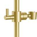 Shower Slide Bar Adjustable Handheld Shower Head Holder Wall Mount - 15inch All-Metal Shower Head Slide Bar Compatible with Bathroom Drill Free Glue Installation - Brushed Gold