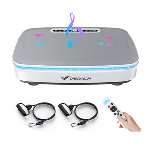 MERACH Vibration Plate Exercise Machine, Vibrating Plate Exercise Machine for Women Men, Vibration Plate with 2 Tension Ropes LED Display, Workout Equipment for Home
