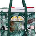 KABAQOO Mesh Beach Bag, Extra Large Beach Bags with 9 Pockets & Zipper Waterproof Lightweight Beach Tote for Beach/Pool Trip (Coconut Tree)