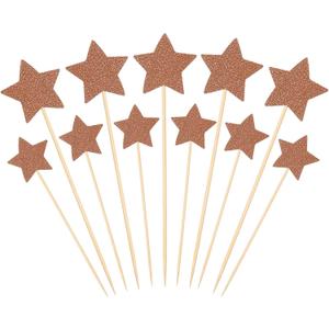 PATIKIL Little Star Cupcake Toppers, 50 Pcs Star Cupcake Picks Birthday Cake Decorations for Wedding Engagement Bridal Shower Party Supplies, Gold