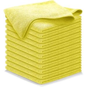 USANOOKS Microfiber Cleaning Cloth Yellow - 12 Pcs 12.5"x12.5" - High Performance - 1200 Washes, Ultra Absorbent Towels Weave Grime & Liquid for Streak-Free Mirror Shine - Car Washing Cloth
