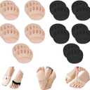 Ball of Foot Cushions Honeycomb Fabric Metatarsal Pads Invisible Socks Pads for Women and Men Reusable Forefoot Pads (5 Pairs-Beige /5 Pairs-Black)