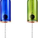 Weysat 2 Pcs Wine Bottle Wind Chime Wine Glass Bottle Wind Chimes for Outside Inside Decor Handcrafted Suncatcher for Garden Porch Home Christmas Wedding Housewarming Whimsical Gifts(Blue, Green)
