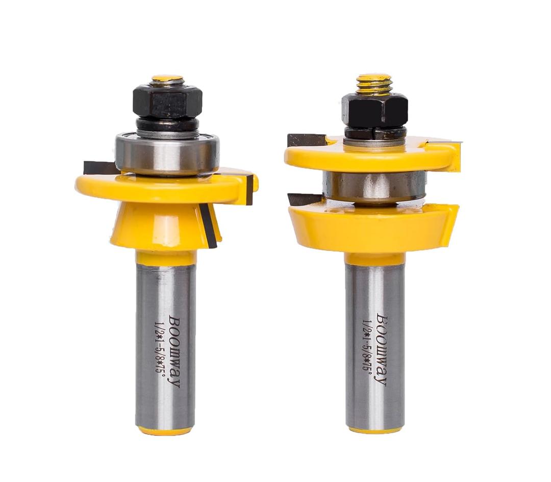 Shaker Style Rail and Stile Router Bits Set, for Cabinet Door, 1/2 Inch Shank, 3/8 Inch Cutting Depth, Up to 7/8 Inch Stock, Professional Carbide Milling Cutters for Woodworking