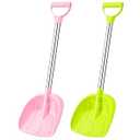 Leriton 2 Pcs Kids Snow Shovel with D Grip Handle Plastic Snow Shovel with Stainless Steel Handle 23.6 Inch for Boys Girls Outdoor Yard Garden Driveways Emergencies Removal(Green, Pink)