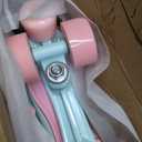 XUDREZ Roller Skates for Girls and Women, Light Green PU Leather Indoor Outdoor Roller Skates with Pink Light Up Wheels for Youth Kids Girls | 38-US Women 7, Youth 6