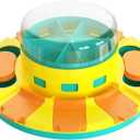 Piggy Poo and Crew Treat Popper Slow Feeder Interactive Food Dispenser Puzzle Game for Dogs Puppies Rabbits Pigs Small Animals (Blue and Yellow)