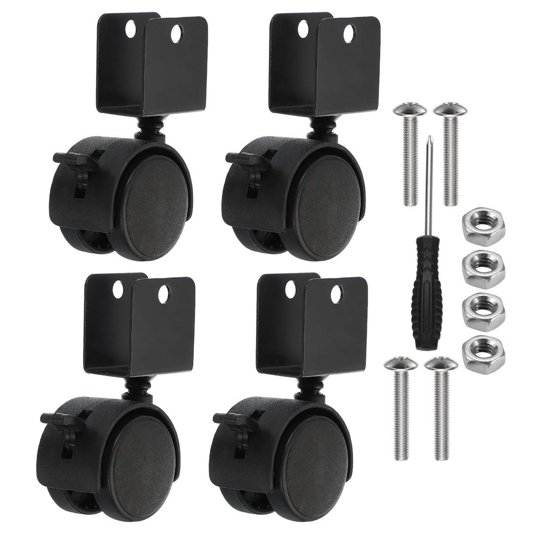 PATIKIL 1.5" Swivel Caster with 7/9" U Bracket, 4 Pack 360 Rotation Swivel No Noise Wheel with Brake Total 66 Lbs Locking Caster for Furniture Legs