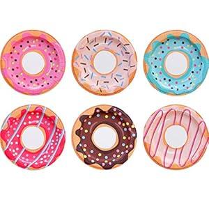 Donut Paper Plates - 60-Count Small Disposable Colorful Cute Party Plates in 6 Assorted Theme Designs - Party Supplies for Birthday, Dessert, Tea Party - 8" x 8" (Donut)