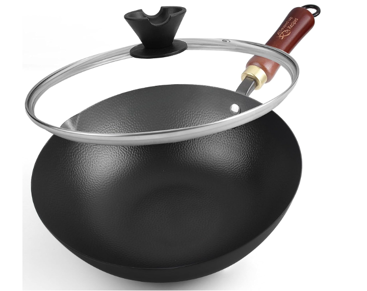 Souped Up Recipes 10 Inch Carbon Steel Wok For Electric, Induction and Gas Stoves 