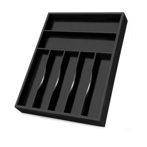 Bellsal Black Utensil Organizer 12.5 Inch Silverware Tray for Drawer Utensil Holder Cutlery Organizer Kitchen Drawer Organizer 7 Compartment Small Narrow Bamboo