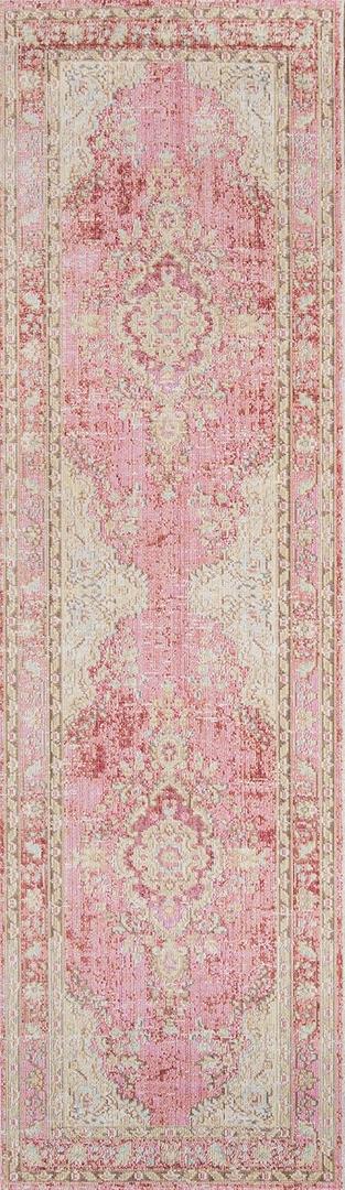 Momeni Rugs Isabella Traditional Medallion Flat Weave Area Rug, 2'7" X 8' Runner, Pink