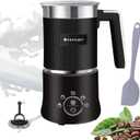Huogary 5-in-1 Detachable Milk Frother Electric Milk Frother and Steamer Automatic Milk Foamer Frother Hot and Cold Foam Hot Chocolate Maker with Dishwasher Safe (Black)