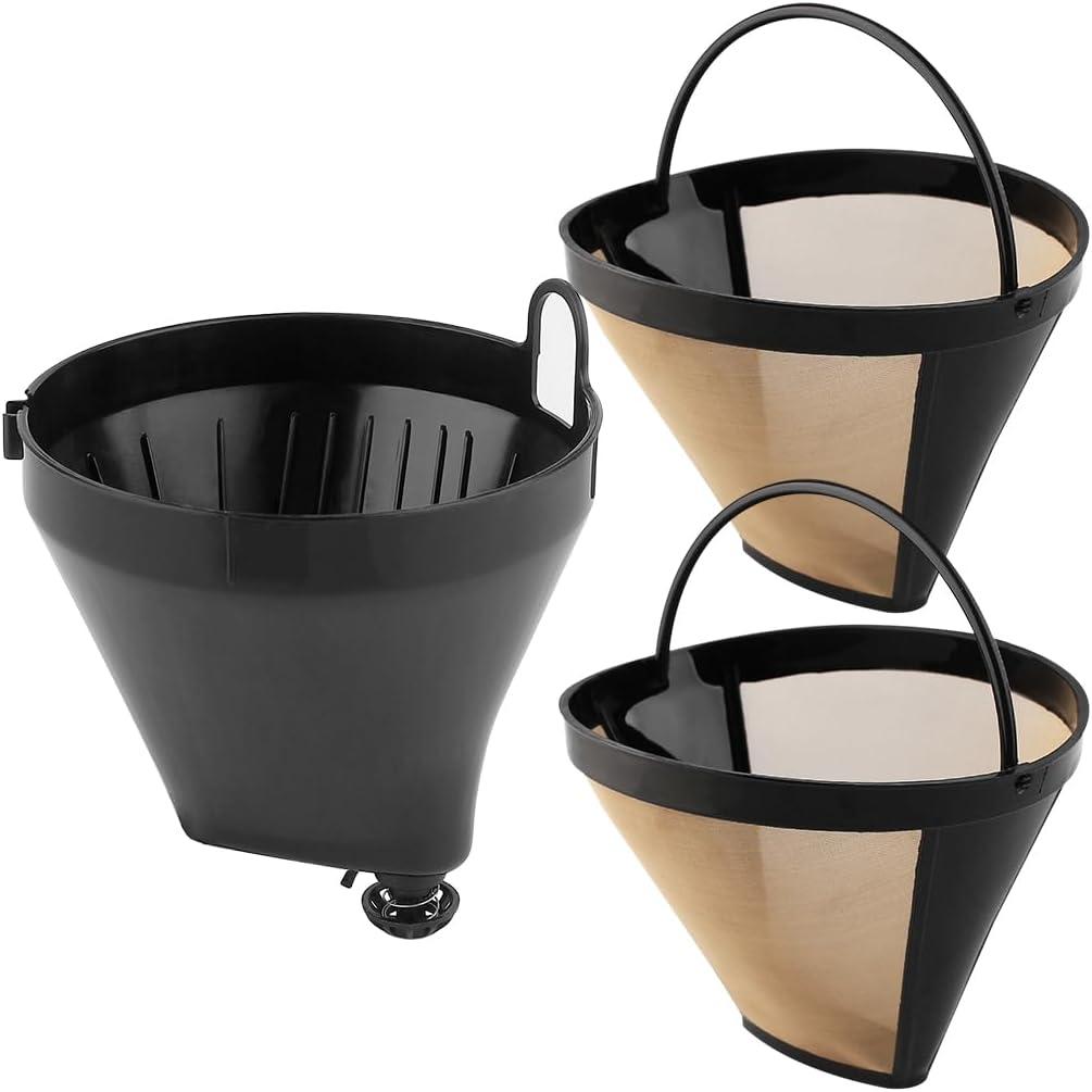Replacement Parts 1pcs Filter Basket Holder with 2pcs Gold Tone filter, Compatible with Cuisinart Coffee Makers DCC-1200