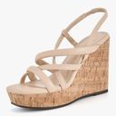 Coutgo Women Platform Wedge Sandals Cork Slingback Wedges Espadrilles Heels Summer Shoes 7 1/2