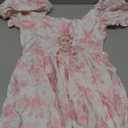 WDIRARA Women's Floral Print Sweetheart Neck Puff Sleeve Dress Lace Up Flared A Line Dress Multicolor Large
