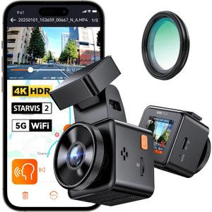 Vantrue E1 Pro 4K Mini Dash Cam Front, STARVIS 2 PlatePix HDR Night Vision Car Camera, Built-in 5G WiFi GPS, 1.54'' IPS Screen, Voice Control, Parking Mode, Support 1TB Max 