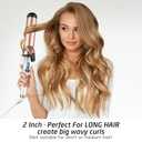 Hoson 2 Inch Curling Iron Large Barrel, Long Barrel Curling Wand Dual Voltage, Ceramic Tourmaline Coating with LCD Display, Glove Include