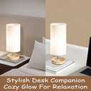 Bedside Table Lamps, Table Lamp for Bedroom, Lamps for Night Stands with Linen Lampshades, Small Table Lamp for Living Room, Office (Bulb Excluded) (Wood)