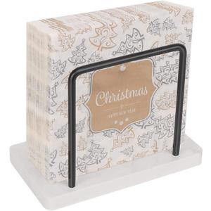 Livabber Napkin Holder, Metal Napkin Storage Modern Freestanding Tissue Paper Dispenser for Table Kitchen Countertop (Marble Base, Black)