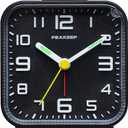 Peakeep 3D Numbers No Tick-Tock Analog Alarm Clock with Classic Beep Sound, Snooze, Manual Light and Battery Powered Small for Travel (Black-3D)